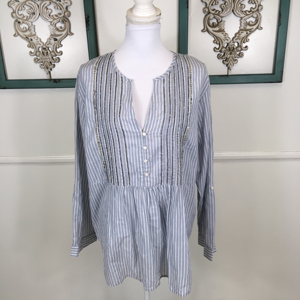 Lane Bryant Blue Thin Peasant Top Womens 18/20